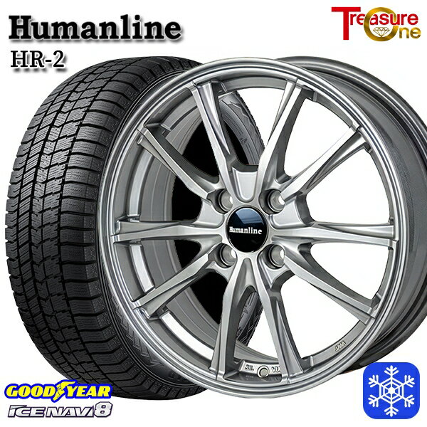スタッドレスタイヤホイール4本セット 175/65R14 ヴィッツ デミオ 2022〜2023年製 グッドイヤー アイスナビ8 トレジャーワン ヒューマンライン HR2 ダークグレー 14インチ 5.5J 4H100
