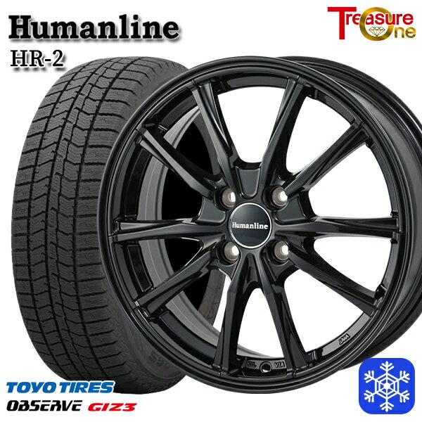 スタッドレスタイヤホイール4本セット 165/70R14 デミオ アクア スペイド 2024年製 トーヨー オブザーブ ギズ3 トレジャーワン ヒューマンライン HR2 ブラック 14インチ 5.5J 4H100