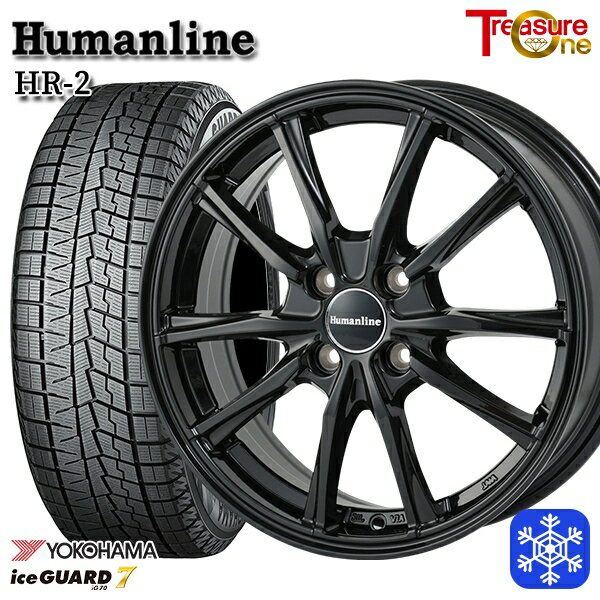 スタッドレスタイヤホイール4本セット 155/65R13 モコ ルークス 2021〜2022年製 ヨコハマ アイスガード IG70 トレジャーワン ヒューマンライン HR2 ブラック 13インチ 4.0J 4H100