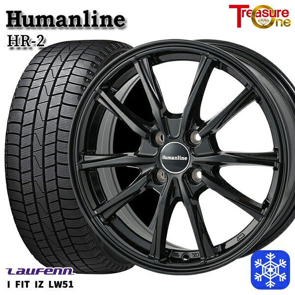 スタッドレスタイヤホイール4本セット 185/55R15 ノート マーチ デミオ 2022年製 ラウフェン LW51 トレジャーワン ヒューマンライン HR2 ブラック 15インチ 5.5J 4H100