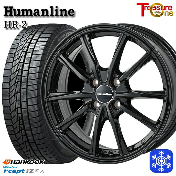 スタッドレスタイヤホイール4本セット 155/65R13 モコ ルークス 2020〜2021年製 HANKOOK ハンコック W626 トレジャーワン ヒューマンライン HR2 ブラック 13インチ 4.0J 4H100