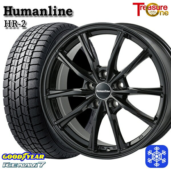 スタッドレスタイヤホイール4本セット 215/60R16 ヤリスクロス ヴェゼル 2023年製 グッドイヤー アイスナビ7 トレジャーワン ヒューマンライン HR2 ブラック 16インチ 6.5J 5H114.3