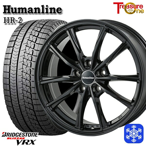 スタッドレスタイヤホイール4本セット 205/55R16 アクセラ リーフ 2021年製 ブリヂストン VRX■並行輸入 トレジャーワン ヒューマンライン HR2 ブラック 16インチ 6.5J 5H114.3