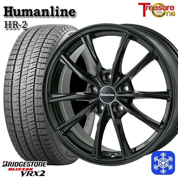 スタッドレスタイヤホイール4本セット 205/55R16 アクセラ リーフ 2021〜2022年製 ブリヂストン VRX2 トレジャーワン ヒューマンライン HR2 ブラック 16インチ 6.5J 5H114.3