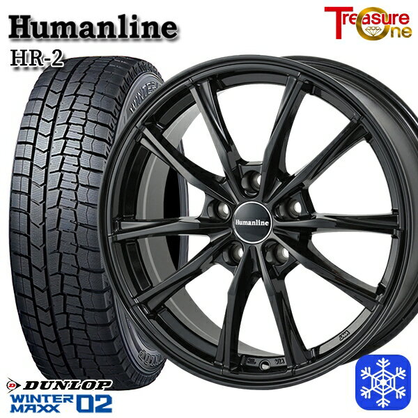 スタッドレスタイヤホイール4本セット 225/50R17 アテンザスポーツ エスティマ 2023年製 ダンロップ ウィンターマックス WM02 ■ トレジャーワン ヒューマンライン HR2 ブラック 17インチ 7.0J 5H114.3
