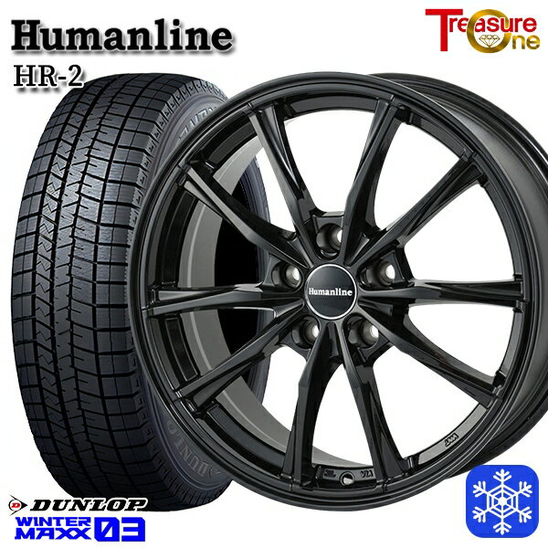 スタッドレスタイヤホイール4本セット 215/60R17 96Q アルファード ヴェルファイア 2023〜2024年製 ダンロップ ウィンターマックス WM03 トレジャーワン ヒューマンライン HR2 ブラック 17インチ 7.0J 5H114.3