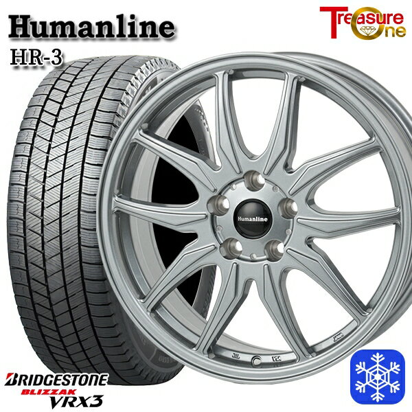 スタッドレスタイヤホイール4本セット 215/60R17 96Q アルファード ヴェルファイア 2023〜2024年製 ブリヂストン ブリザック VRX3 トレジャーワン ヒューマンライン HR3 ダークシルバー 17インチ 7.0J 5H114.3