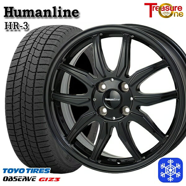 スタッドレスタイヤホイール4本セット 165/55R14 モコ ルークス 2024年製 トーヨー オブザーブ ギズ3 トレジャーワン ヒューマンライン HR3 ブラック 14インチ 4.5J 4H100