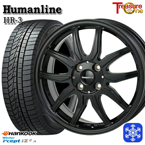 スタッドレスタイヤホイール4本セット 155/65R13 モコ ルークス 2020〜2021年製 HANKOOK ハンコック W626 トレジャーワン ヒューマンライン HR3 ブラック 13インチ 4.0J 4H100