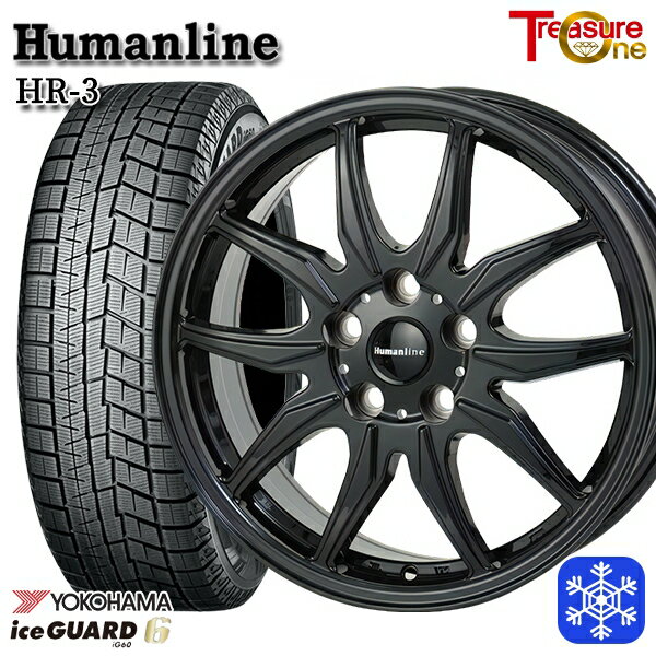 スタッドレスタイヤホイール4本セット 215/50R17 マツダ3 セレナ 2022〜2023年製年製 ヨコハマ アイスガード IG60 トレジャーワン ヒューマンライン HR3 ブラック 17インチ 7.0J 5H114.3