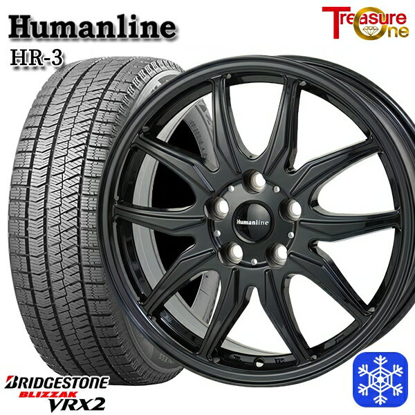 スタッドレスタイヤホイール4本セット 215/45R17 ノア ヴォクシー 2022〜2023年製 ブリヂストン ブリザック VRX2 トレジャーワン ヒューマンライン HR3 ブラック 17インチ 7.0J 5H114.3