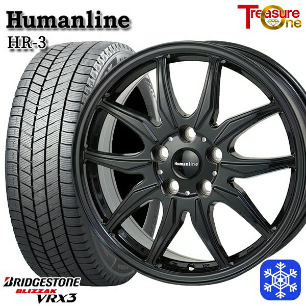 スタッドレスタイヤホイール4本セット 205/55R16 アクセラ リーフ 2023〜2024年製 ブリヂストン ブリザック VRX3 トレジャーワン ヒューマンライン HR3 ブラック 16インチ 6.5J 5H114.3