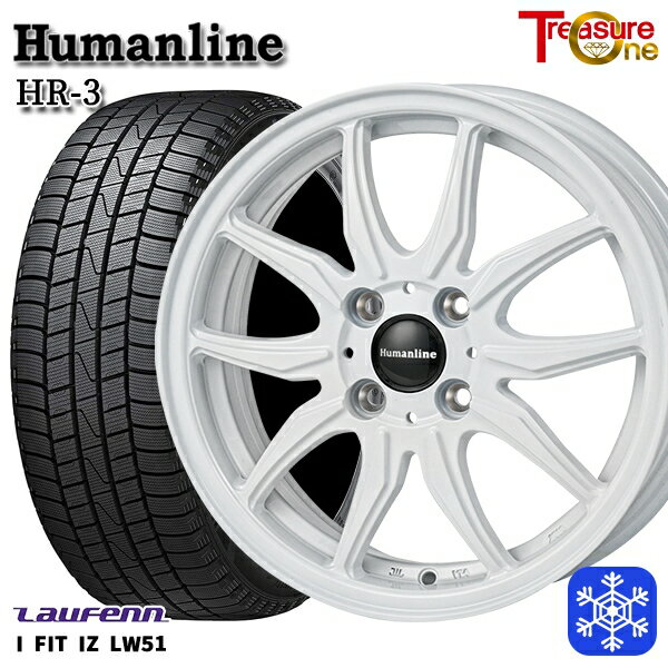 スタッドレスタイヤホイール4本セット 185/55R15 ノート マーチ デミオ 2022年製 ラウフェン LW51 トレジャーワン ヒューマンライン HR3 ホワイト 15インチ 5.5J 4H100 +42