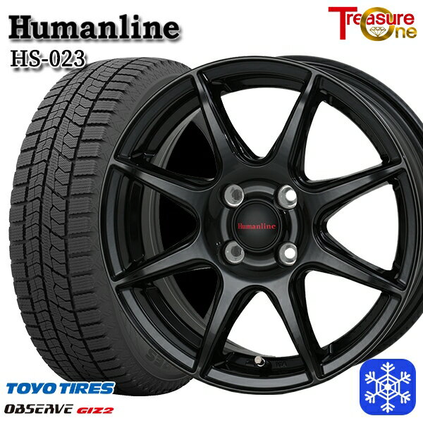 スタッドレスタイヤホイール4本セット 155/65R14 75Q 2023〜2024年製 トーヨー オブザーブ ギズ2 トレジャーワン ヒューマンライン HS023 ブラック 14インチ 4.5J 4H100