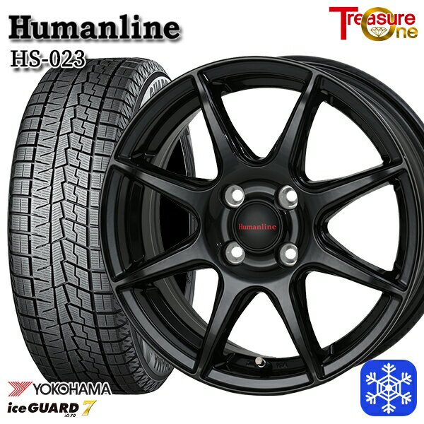 スタッドレスタイヤホイール4本セット 155/65R13 モコ ルークス 2021〜2022年製 ヨコハマ アイスガード IG70 トレジャーワン ヒューマンライン HS023 ブラック 13インチ 4.0J 4H100