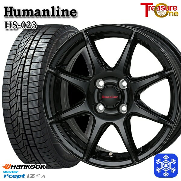 スタッドレスタイヤホイール4本セット 155/65R13 モコ ルークス 2022年製 HANKOOK ハンコック W626 トレジャーワン ヒューマンライン HS023 ブラック 13インチ 4.0J 4H100