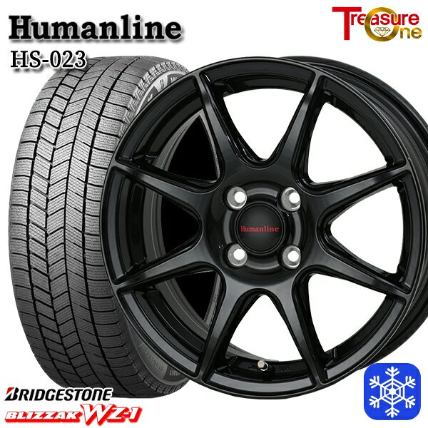 スタッドレスタイヤホイール4本セット 165/65R14 タンク ルーミー 2025年製 ブリヂストン ブリザック WZ1 トレジャーワン ヒューマンライン HS023 BK 14インチ 5.5J 4H100