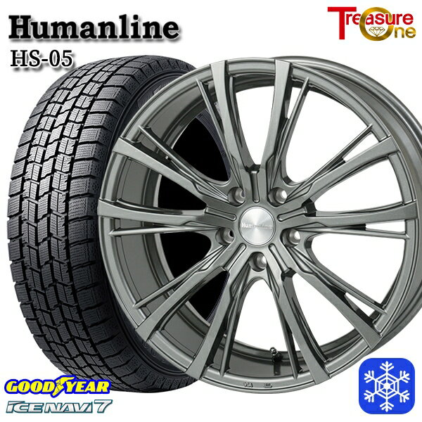 スタッドレスタイヤホイール4本セット 235/50R18 アルファード ヴァルファイア 2023〜2024年製 グッドイヤー アイスナビ7 NAVI7 トレジャーワン ヒューマンライン HS05 DG 18インチ 7.0J 5H114.3