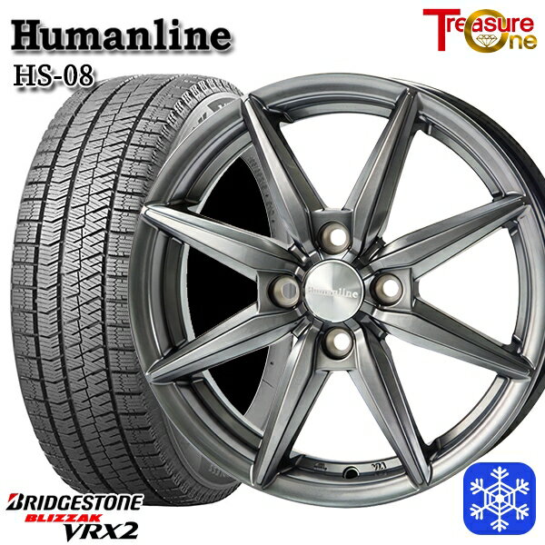 スタッドレスタイヤホイール4本セット 185/65R14 モビリオ ランサー 2022年製 ブリヂストン ブリザック VRX2 トレジャーワン ヒューマンライン HS08 DG 14インチ 5.5J 4H100