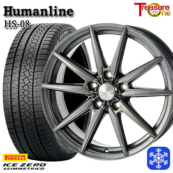 スタッドレスタイヤホイール4本セット 215/60R16 フォレスター レガシィ 2022〜2023年製 ピレリ アイスゼロアシンメトリコ トレジャーワン ヒューマンライン HS08 ダークグレー 16インチ 6.5J 5H100