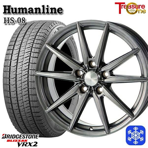 スタッドレスタイヤホイール4本セット 215/45R17 プリウス レガシィ 2022〜2023年製 ブリヂストン ブリザック VRX2 トレジャーワン ヒューマンライン HS08 DG 17インチ 7.0J 5H100