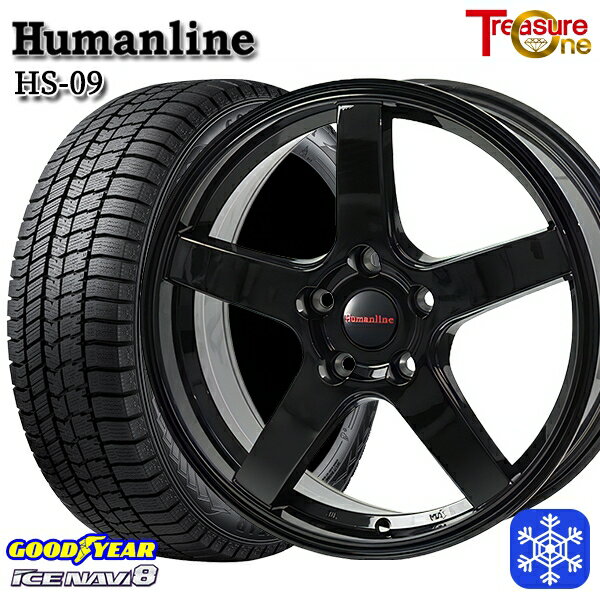 スタッドレスタイヤホイール4本セット 225/60R17 アルファード ヴェルファイア 2023〜2024年製 グッドイヤー アイスナビ8 トレジャーワン ヒューマンライン HS09 ブラック 17インチ 7.0J 5H114.3