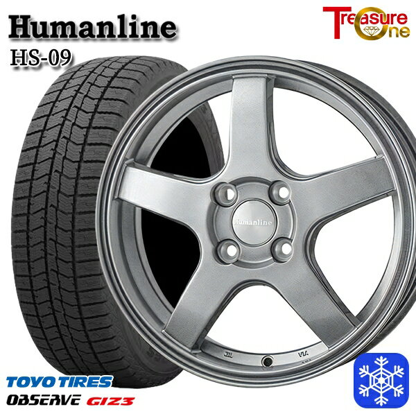 スタッドレスタイヤホイール4本セット 165/55R14 モコ ルークス 2024年製 トーヨー オブザーブ ギズ3 トレジャーワン ヒューマンライン HS09 ダークグレー 14インチ 4.5J 4H100