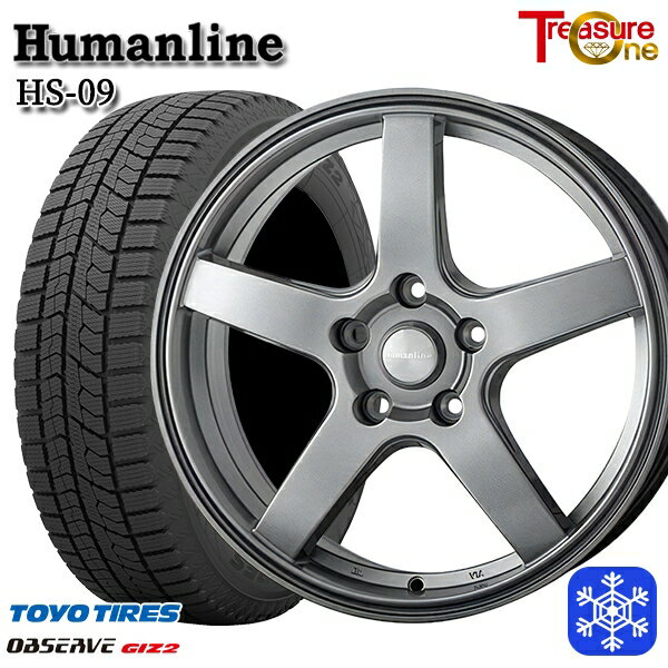 スタッドレスタイヤホイール4本セット 205/65R15 ステップワゴン オデッセイ 2021〜2022年製 トーヨー オブザーブ ギズ2 トレジャーワン ヒューマンライン HS09 ダークグレー 15インチ 6.0J 5H114.3