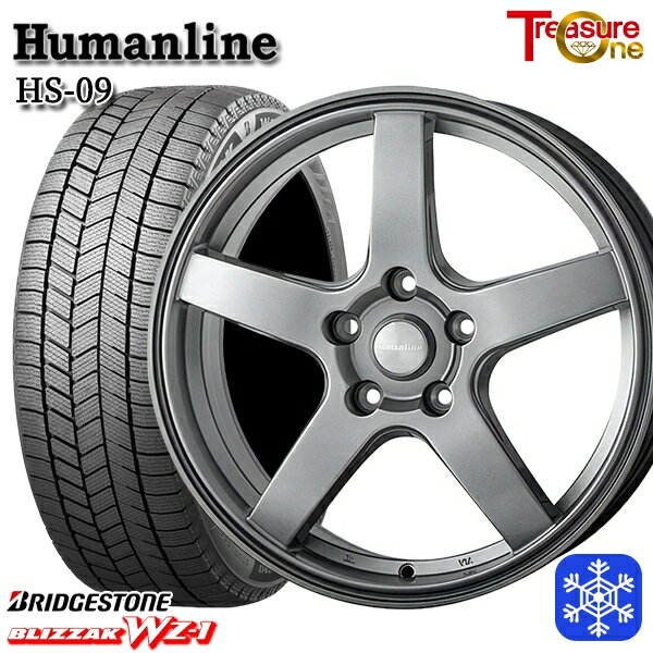 スタッドレスタイヤホイール4本セット 205/55R16 アクセラ リーフ 2025年製 ブリヂストン ブリザック WZ1 トレジャーワン ヒューマンライン HS09 ダークグレー 16インチ 6.5J 5H114.3