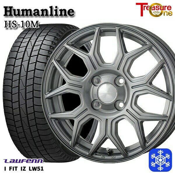 スタッドレスタイヤホイール4本セット 165/70R14 デミオ アクア スペイド 2021〜2022年製 ラウフェン I FIT IZ LW51 トレジャーワン ヒューマンライン HS-10M ダークグレー 14インチ 5.5J 4H100