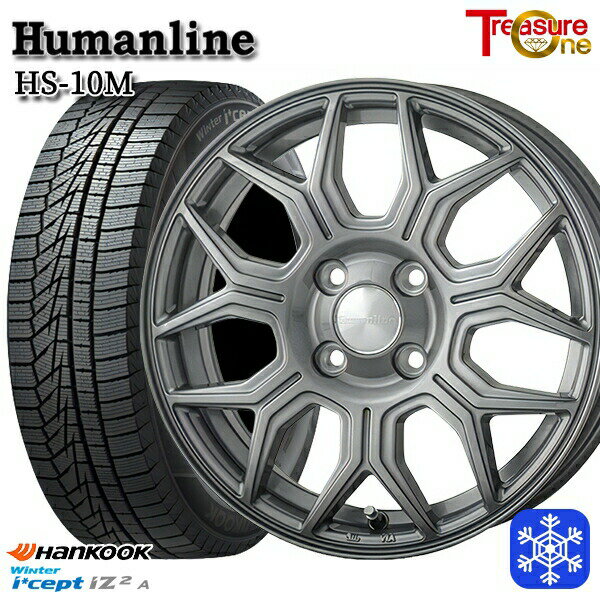 スタッドレスタイヤホイール4本セット 155/65R13 モコ ルークス 2022年製 HANKOOK ハンコック W626 トレジャーワン ヒューマンライン HS-10M ダークグレー 13インチ 4.0J 4H100