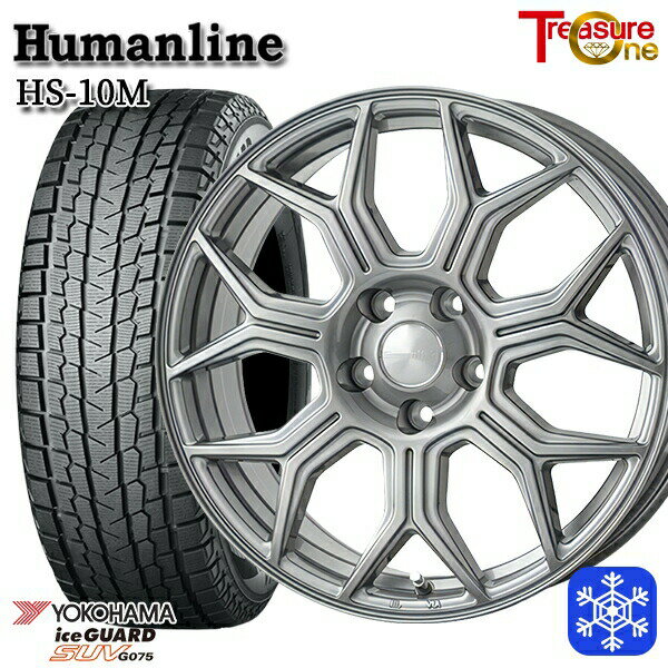 スタッドレスタイヤホイール4本セット 225/60R17 アルファード ヴェルファイア 2022〜2023年製 ヨコハマ アイスガードSUV G075 トレジャーワン ヒューマンライン HS-10M ダークグレー 17インチ 7.0J 5H114.3