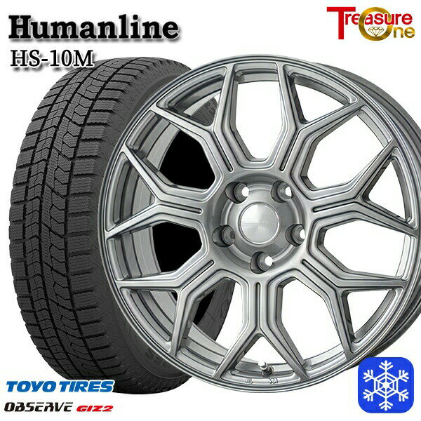 スタッドレスタイヤホイール4本セット 215/50R17 マツダ3 セレナ 2022〜2023年製 トーヨー オブザーブ ギズ2 トレジャーワン ヒューマンライン HS-10M ダークグレー 17インチ 7.0J 5H114.3