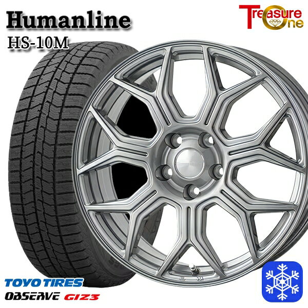 スタッドレスタイヤホイール4本セット 215/45R17 ノア ヴォクシー 2024年製 トーヨー オブザーブ ギズ3 トレジャーワン ヒューマンライン HS-10M ダークグレー 17インチ 7.0J 5H114.3
