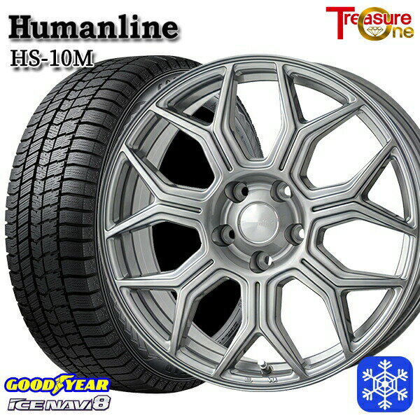 スタッドレスタイヤホイール4本セット 215/50R17 マツダ3 セレナ 2022〜2023年製 グッドイヤー アイスナビ8 トレジャーワン ヒューマンライン HS-10M ダークグレー 17インチ 7.0J 5H114.3