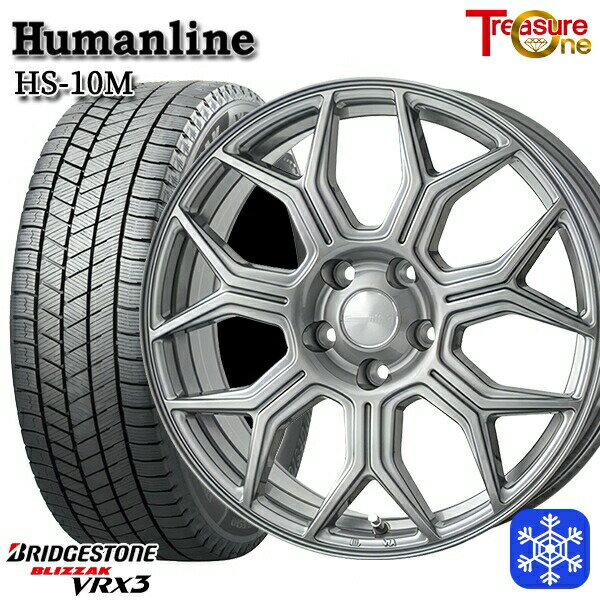 スタッドレスタイヤホイール4本セット 195/60R16 ウィッシュ イスト 数量限定 2021〜2022年製 ブリヂストン ブリザック VRX3 トレジャーワン ヒューマンライン HS-10M ダークグレー 16インチ 6.5J 5H100