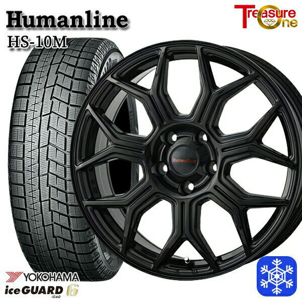 スタッドレスタイヤホイール4本セット 195/65R15 ノア ヴォクシー 2022〜2023年製 ヨコハマ アイスガード IG60 トレジャーワン ヒューマンライン HS10M ブラック 15インチ 6.0J 5H114.3