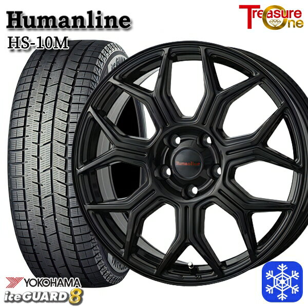スタッドレスタイヤホイール4本セット 215/60R16 ヤリスクロス ヴェゼル 2025年製 ヨコハマ アイスガード8 IG80 トレジャーワン ヒューマンライン HS10M BK 16インチ 6.5J 5H114.3
