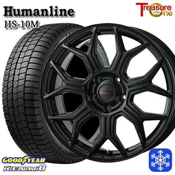 スタッドレスタイヤホイール4本セット 205/65R15 ステップワゴン オデッセイ 2024〜2025年製 グッドイヤー アイスナビ8 NAVI8 トレジャーワン ヒューマンライン HS10M BK 15インチ 6.0J 5H114.3