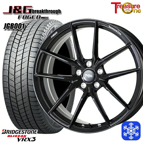 スタッドレスタイヤホイール4本セット BMW U06 X1 F48 X2 F39 X2用 225/45R19 2024〜2025年製 ブリヂストン ブリザック VRX3 トレジャーワン 鍛造 J&G ブレイクスルー JGB001 ブラック 19インチ 8.0J 5H112 +47