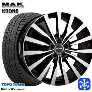 【取付対象】245/45R18 ベンツ Eクラス W213用 2021〜2022年製 トーヨー オブザーブ ギズ2 MAK KRONE ブラックミラー 18インチ 8.0J 5H112 +41 スタッドレスタイヤホイール4本セット 送料無料