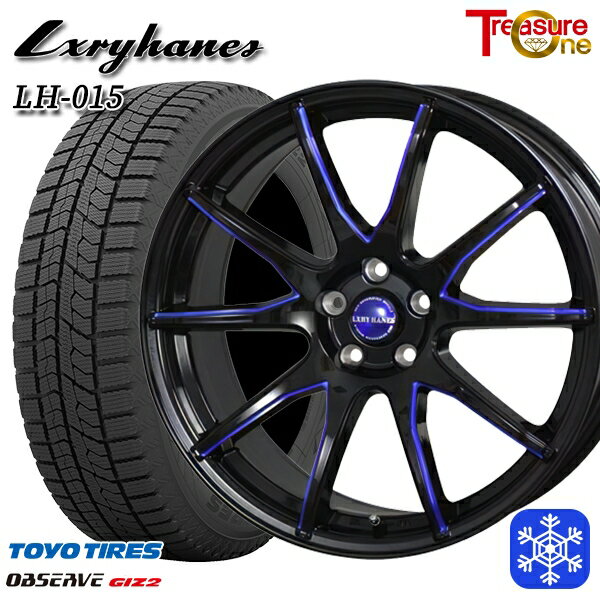 スタッドレスタイヤホイール4本セット 215/50R17 マツダ3 セレナ 2022〜2023年製 トーヨー オブザーブ ギズ2 トレジャーワン ラグジーヘインズ LH015 BK/BL 17インチ 7.0J 5H114.3
