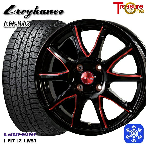 スタッドレスタイヤホイール4本セット 185/55R15 ノート マーチ デミオ 2022年製 ラウフェン LW51 トレジャーワン ラグジーヘインズ LH015 BK/RED 15インチ 5.5J 4H100