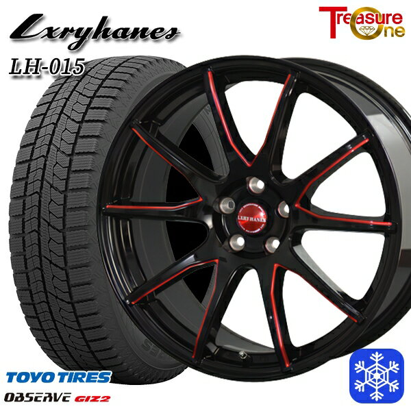 スタッドレスタイヤホイール4本セット 215/50R17 マツダ3 セレナ 2022〜2023年製 トーヨー オブザーブ ギズ2 トレジャーワン ラグジーヘインズ LH015 BK/RED 17インチ 7.0J 5H114.3