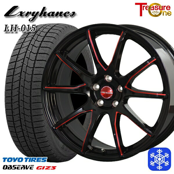 スタッドレスタイヤホイール4本セット 215/50R17 マツダ3 セレナ 2024年製 トーヨー オブザーブ ギズ3 トレジャーワン ラグジーヘインズ LH015 BK/RED 17インチ 7.0J 5H114.3
