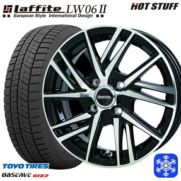 【取付対象】165/55R14 モコ ルークス 2022〜2023年製 トーヨー オブザーブ ギズ2 HotStuff ラフィット LW06-2 BK/P 14インチ 4.5J 4H100 スタッドレスタイヤホイール4本セット