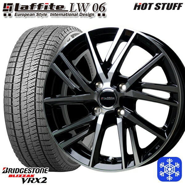 【取付対象】185/60R15 ヤリス ヴィッツ 2021〜2022年製 ブリヂストン ブリザック VRX2 HotStuff ラフィット LW06 BK/P 15インチ 5.5J 4穴 100 スタッドレスタイヤホイール4本セット 送料無料