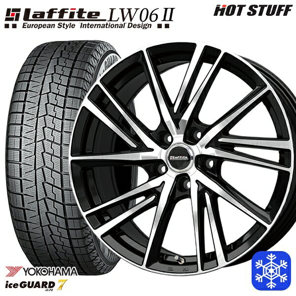 【取付対象】225/50R18 ヴェゼル エクストレイル 2022〜2023年製 ヨコハマ アイスガード IG70 HotStuff ラフィット LW06-2 BK/P 18インチ 7.0J 5H114.3 スタッドレスタイヤホイール4本セット