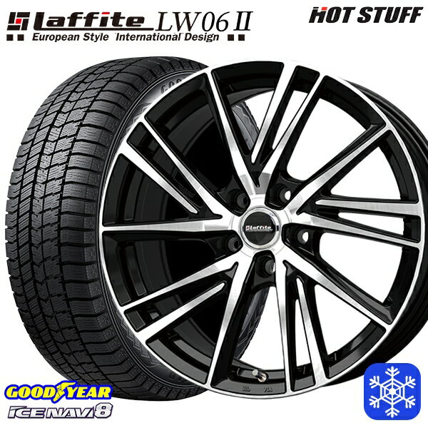 【取付対象】225/50R18 ヴェゼル エクストレイル 2022〜2023年製 グッドイヤー アイスナビ8 HotStuff ラフィット LW06-2 BK/P 18インチ 7.0J 5H114.3 スタッドレスタイヤホイール4本セット