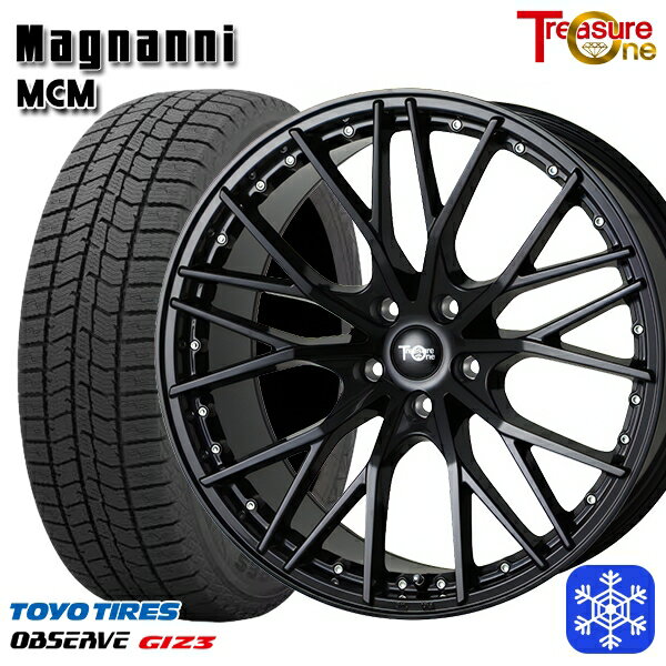 スタッドレスタイヤホイール4本セット 225/55R18 デリカD5 エクストレイル 2024年製 トーヨー オブザーブ ギズ3 トレジャーワン マグナーニ MCM BK 18インチ 7.5J 5H114.3